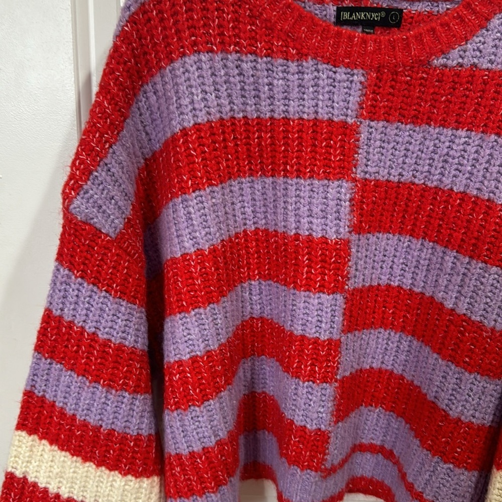 BLANK NYC GOOD MOOD STRIPED SWEATER LARGE - Picture 5 of 8